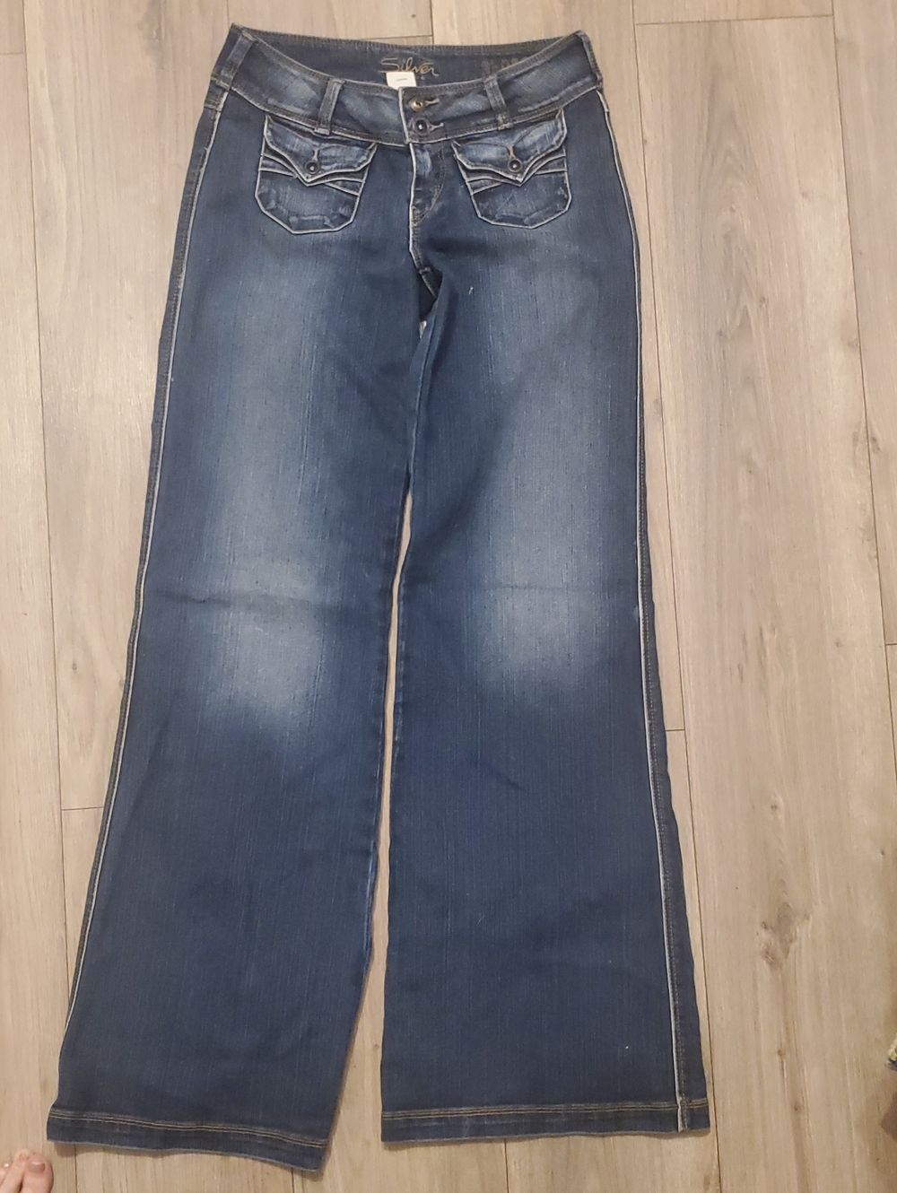 Silver Jeans Dark Blue Wide-Leg Flare Jeans